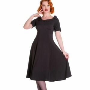 Hell Bunny Vixen Womens Bianca Midi Dress Swing Retro Size L Classic Minimalist